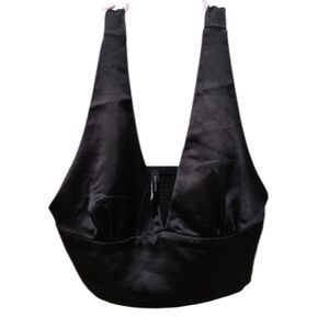 Calliope Sleek Satin Black Bralette Top In Size Small